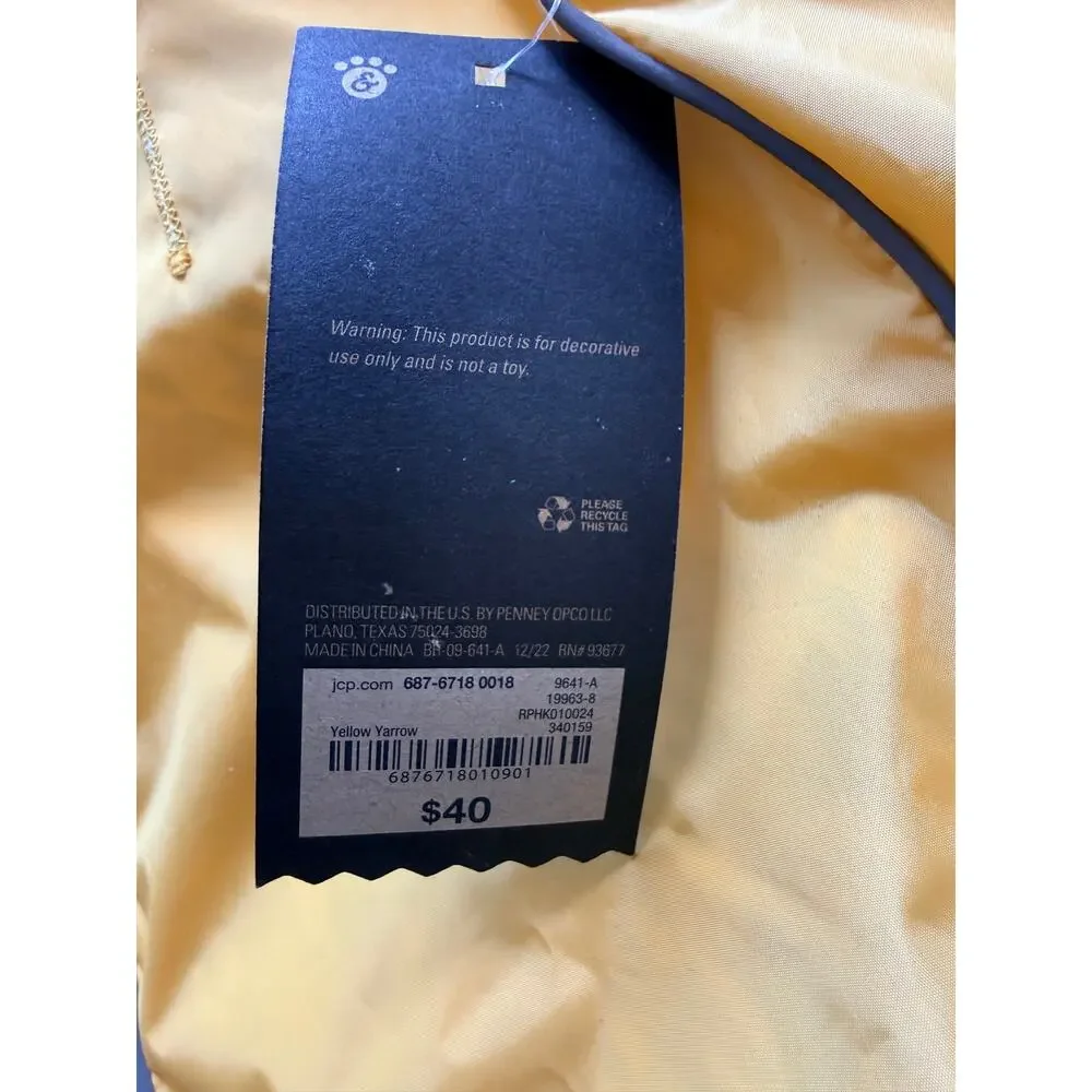 Paw & Tail Pet Raincoat Yellow Reflective Hooded Dog Coat Size Large NWT
